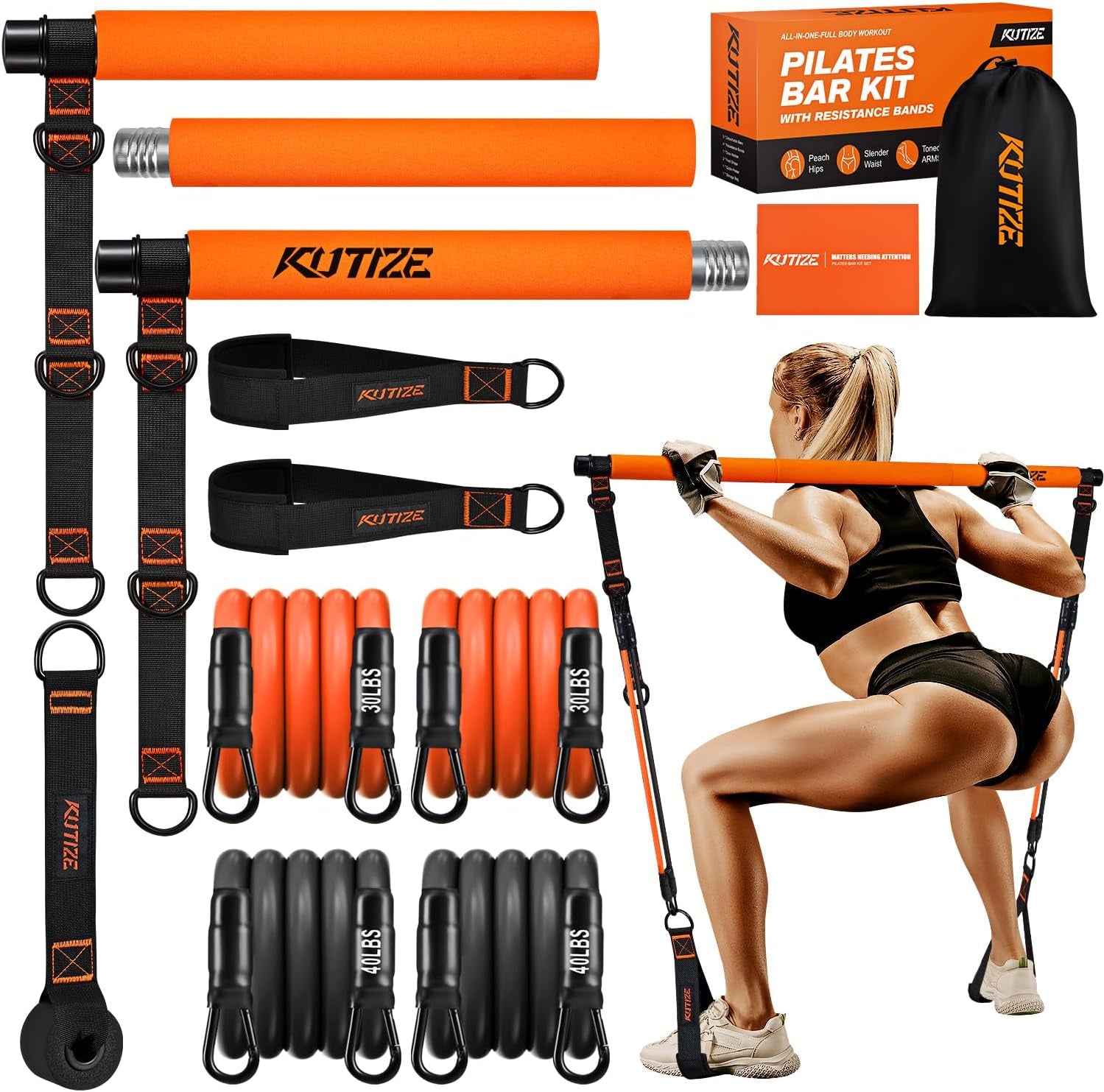 Ultimate Pilates Bar Kit with Resistance Bands - Perfect for Full-Body Workouts at Home or On-the-Go!