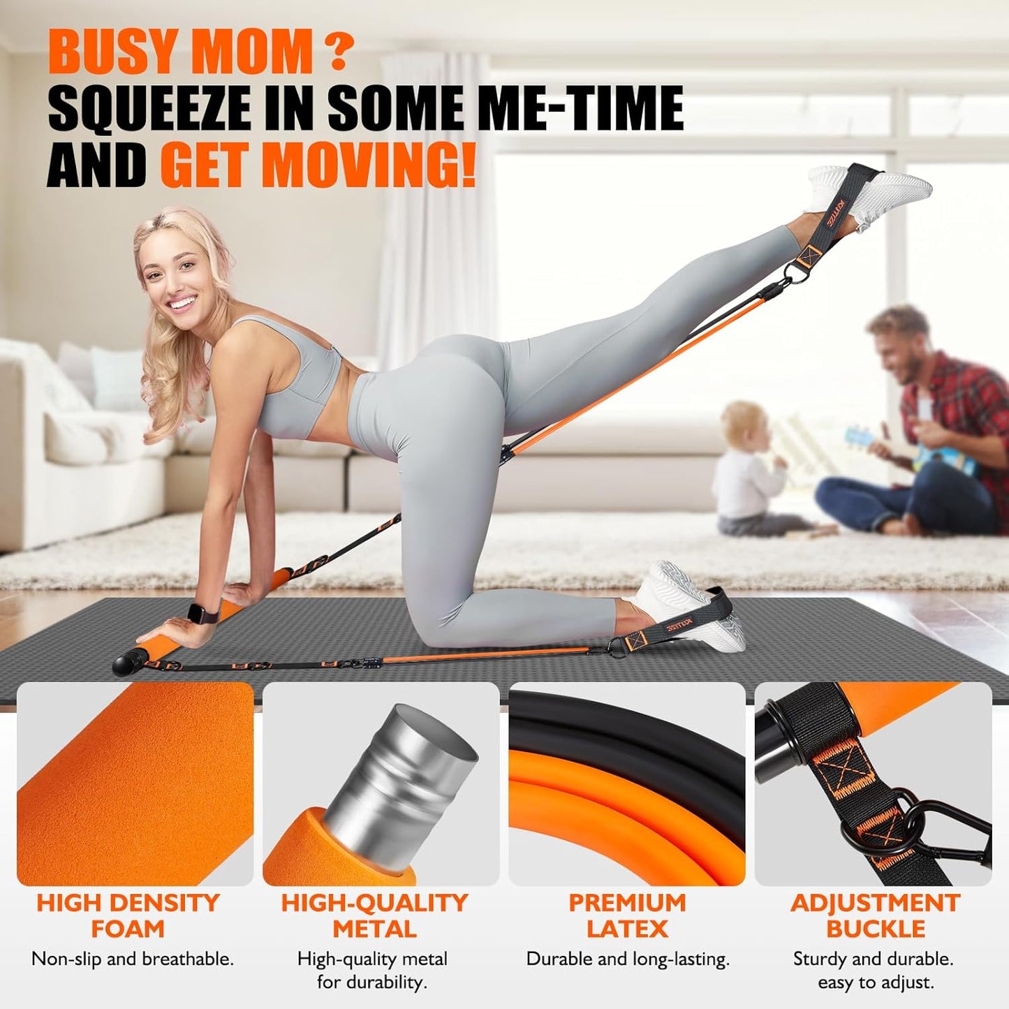 Ultimate Pilates Bar Kit with Resistance Bands - Perfect for Full-Body Workouts at Home or On-the-Go!