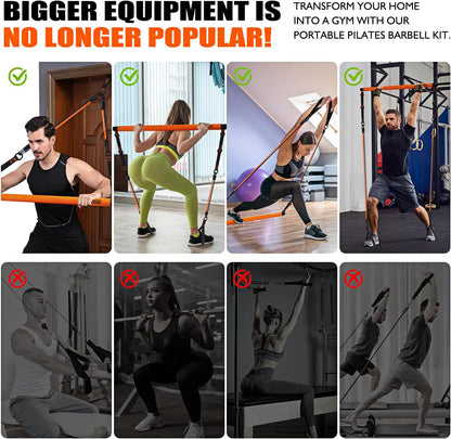 Ultimate Pilates Bar Kit with Resistance Bands - Perfect for Full-Body Workouts at Home or On-the-Go!