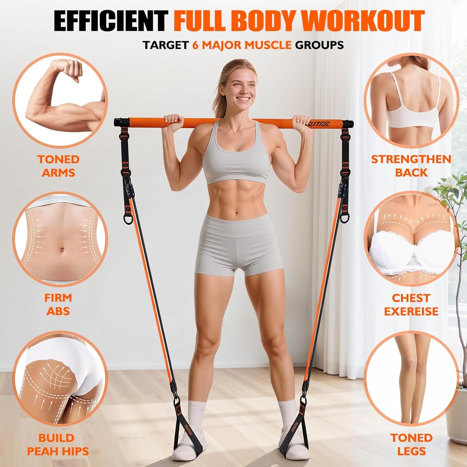 Ultimate Pilates Bar Kit with Resistance Bands - Perfect for Full-Body Workouts at Home or On-the-Go!
