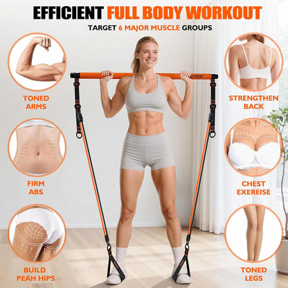 Ultimate Pilates Bar Kit with Resistance Bands - Perfect for Full-Body Workouts at Home or On-the-Go!